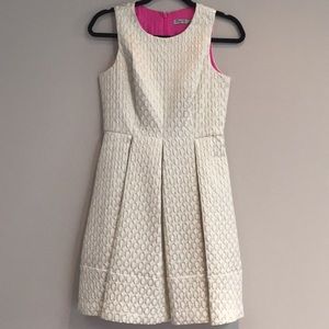 Eliza J Gold and Cream Jacquard Fit Flare & Dress